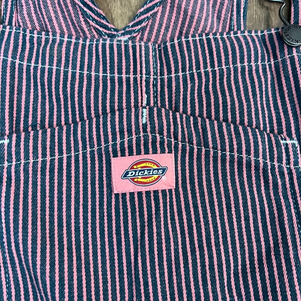 NEW Dickies Pink and Blue Hickory Stripe Bib Overalls - Picture 7 of 15